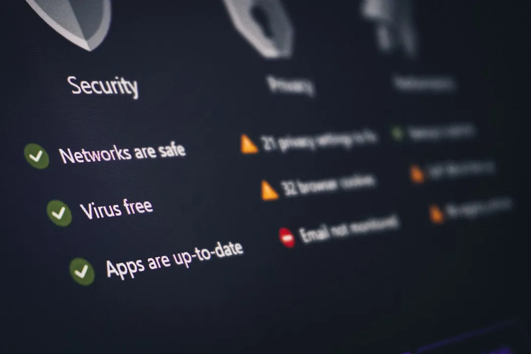 A security and privacy dashboard with its status.