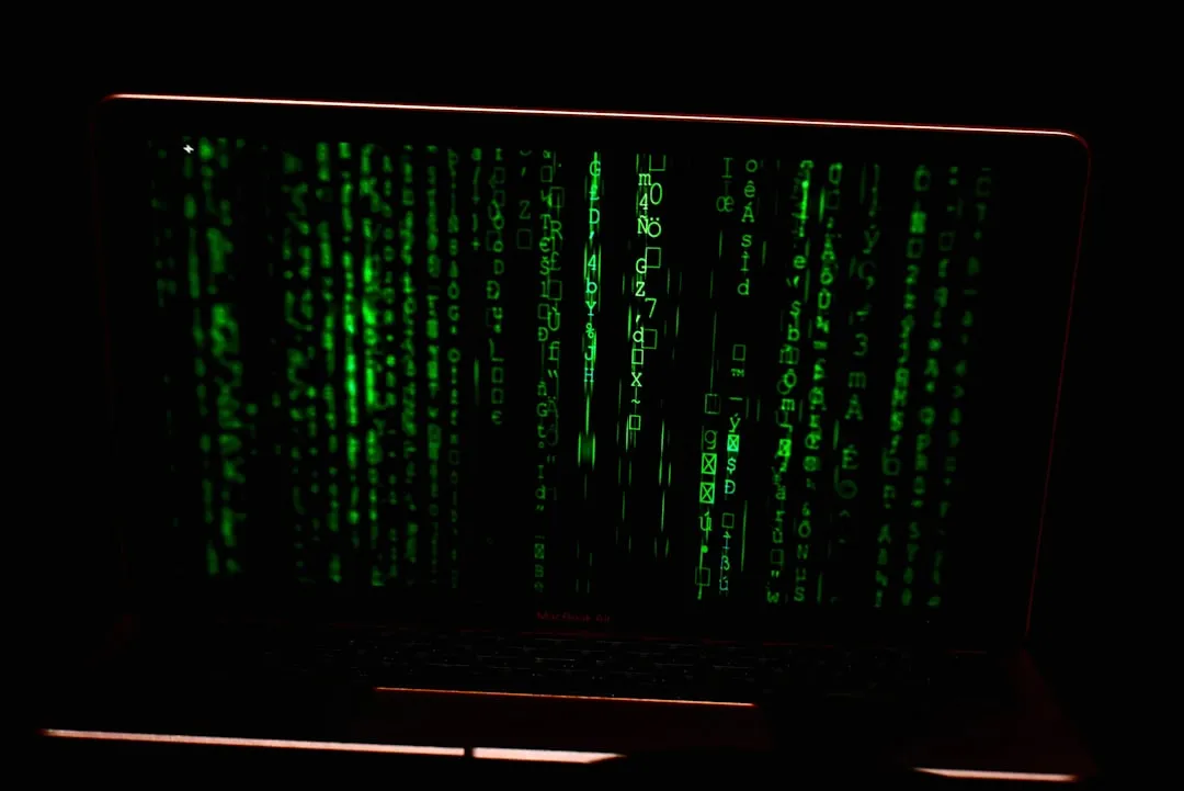 a computer screen with green lights