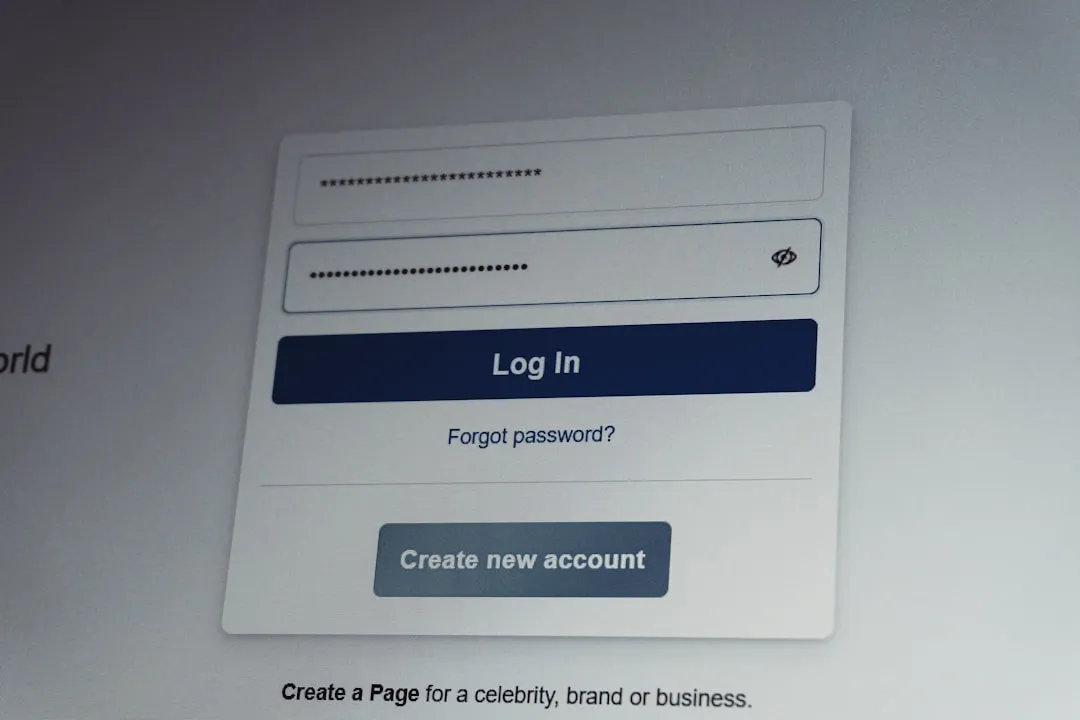 Facebook login screen with username and password fields.